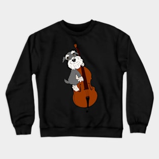 Miniature Schnauzer Funny Dog Playing Double Bass Crewneck Sweatshirt